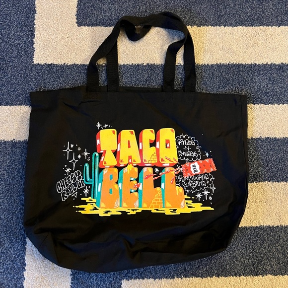 RARE Born Raised x Taco Bell Collab Black Decorative Logo Tote Carry Bag NEW - Picture 1 of 6